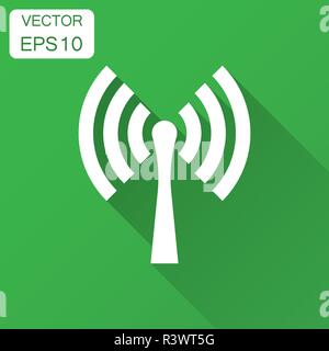 Wifi internet sign icon in flat style. Wi-fi wireless technology vector illustration with long shadow. Network wifi business concept. Stock Vector