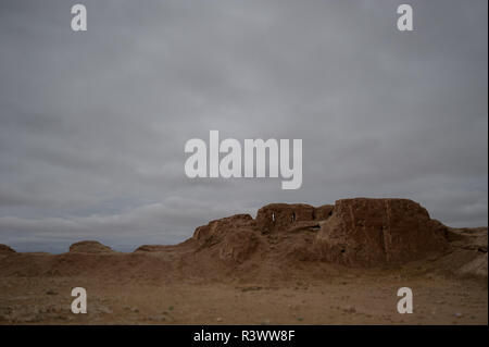 Ayaz Kala ruins and yurt camp in Northern Uzbekistan, near Khiva. Stock Photo