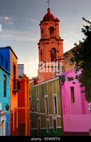 Mexico, Guanajuato, Colorful Back Alley Stock Photo