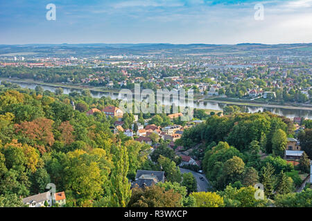 Aerial view over Dresden (Saxony, Germany) and the river Elbe Stock Photo