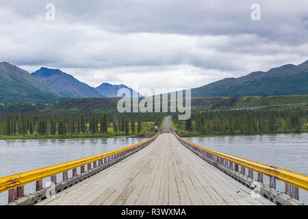 USA, Alaska. Bridge over Susitna River. Stock Photo