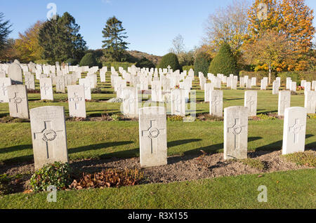 Rows of gravestones at Tidworth military cemetery, Tidworth, Wiltshire, England, UK Stock Photo
