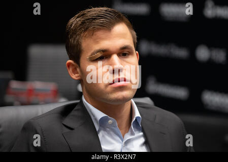 Magnus Carlsen, Norwegian chess Grandmaster and current World Champion and number one, at the World Chess Championship in London. Stock Photo