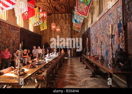 Hearst Castle, Mediterranean style mansion atop hill near San Simeon, Central California Coast, USA Stock Photo