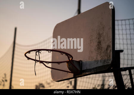 Basketball basket on a streetball court Stock Photo