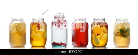 Cold beverages in pitchers Stock Photo