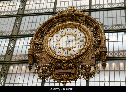The Musee d’Orsay in Paris was once a train station and has many large clocks, of which this is the most ornate. Jan. 10, 2018 Stock Photo