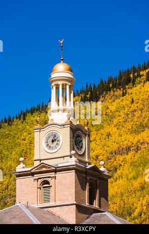 Historic courthouse and fall color, Silverton, Colorado, USA Stock Photo