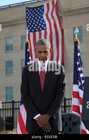 President Barack Obama delivers remarks at the Memorial Observance Ceremony Stock Photo