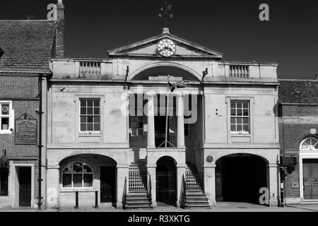 Town centre view, Town Hall, Bourne town; Lincolnshire; England; UK Stock Photo