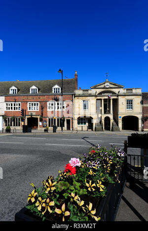 Town centre view, Town Hall, Bourne town; Lincolnshire; England; UK Stock Photo