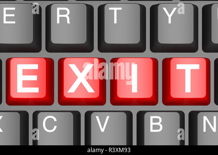 Red exit button on modern computer keyboard Stock Photo
