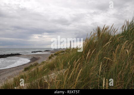 skagen lighthouse kattegat with surf denmark Stock Photo