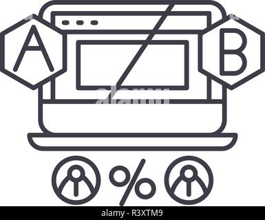 Ab testing line icon concept. Ab testing vector linear illustration, symbol, sign Stock Vector