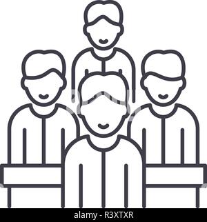 Agile team line icon concept. Agile team vector linear illustration, symbol, sign Stock Vector