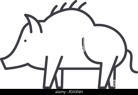 Boar line icon concept. Boar vector linear illustration, symbol, sign Stock Vector