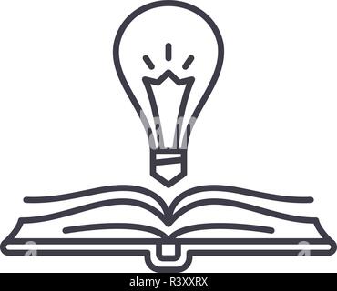 Book wisdom line icon concept. Book wisdom vector linear illustration, symbol, sign Stock Vector