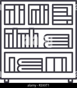 Bookcase line icon concept. Bookcase vector linear illustration, symbol, sign Stock Vector