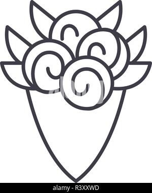 Bouquet of roses line icon concept. Bouquet of roses vector linear illustration, symbol, sign Stock Vector