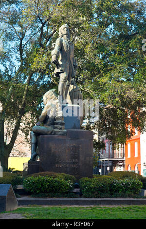 USA, Louisiana, New Orleans, French Quarter, Statuary of Founder Jean Baptiste Le Moyne Sueur de Bienville Stock Photo