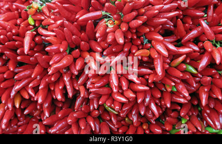 hot peppers at a farmers market Stock Photo