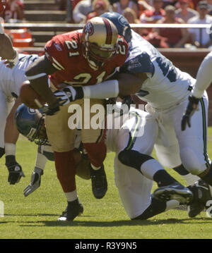 Seattle Seahawks defensive end Darryl Johnson (40) defends against