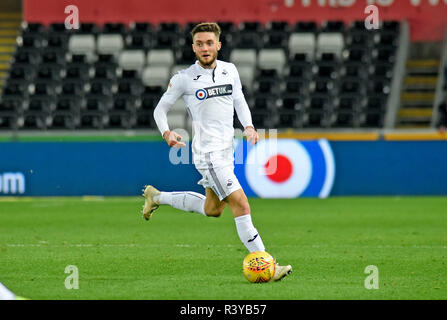 Swansea, UK. 24th November 2018. Matt Grimes of Swansea City in action. EFL Skybet championship match, Swansea city v Norwich City at the Liberty Stadium in Swansea, South Wales on Saturday 24th November 2018.  this image may only be used for Editorial purposes. Editorial use only, license required for commercial use. No use in betting, games or a single club/league/player publications. pic by Phil Rees/Andrew Orchard sports photography/Alamy Live news Stock Photo