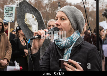 24 November, 2018. London,UK. 'Extinction Rebellion' climate protesters demonstrated in central London with a funeral procession which included a sit down outside Downing Street and a march to Buckingham Palace. David Rowe/ Alamy Live News.