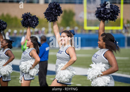 Houston, TX, USA. 24th Nov, 2018. Rice Owls cheerleaders perform during the 3rd quarter of an NCAA football game between the Old Dominion Monarchs and the Rice Owls at Rice Stadium in Houston, TX. Rice won the game 27 to 13.Trask Smith/CSM/Alamy Live News Stock Photo