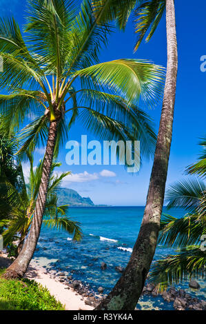 Hideaways Beach and the Na Pali Coast, Island of Kauai, Hawaii, USA Stock Photo