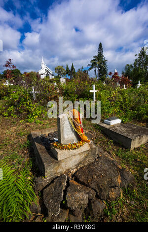 Cemetery at St. Benedict's Painted Church, Captain Cook, Big Island, Hawaii, USA Stock Photo