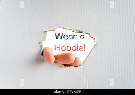 Wear a hoodie text concept Stock Photo