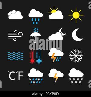 Weather icon set. Vector illustration flat Stock Vector