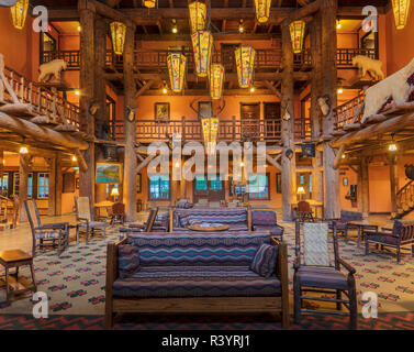 Lobby of Lake McDonald Lodge in Glacier National Park, Montana, USA Stock Photo