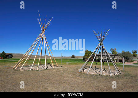 USA, Nebraska, Agate Fossil Beds National Monument, Visitor Center, teepee framework Stock Photo