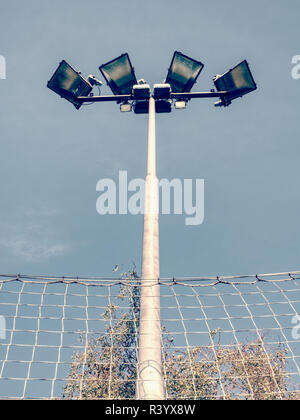 High sport stadium LED light or lamp post . The lighting equipment on sky background Stock Photo