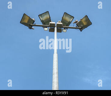 High sport stadium LED light or lamp post . The lighting equipment on sky background Stock Photo