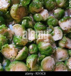 with spices marinated Brussels sprouts Stock Photo