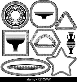 Set  of Greek Frames and Dishes Stock Photo