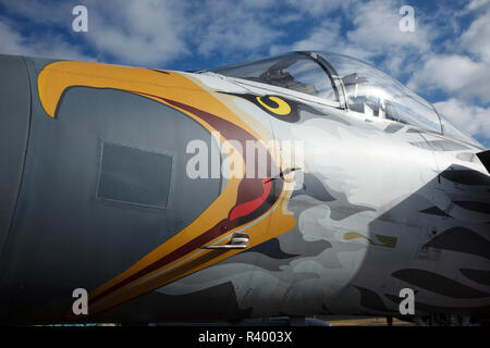 USA, Oregon, Hillsboro, F-15C Eagle in special livery for the 75th anniversary of the Oregon Air National Guard at Oregon International Airshow. Stock Photo