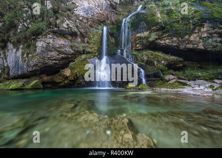 Slap Virje Waterfall, Soca Valley, Bovec, Slovenia Stock Photo