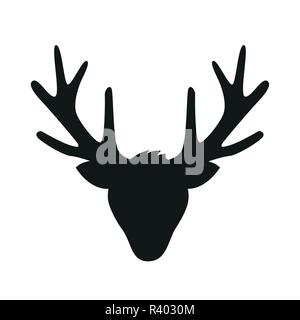 reindeer head with big antlers silhouette isolated on white background vector illustration EPS10 Stock Vector