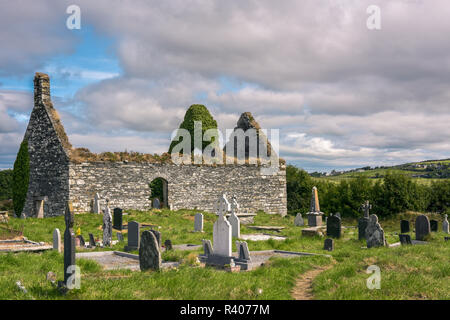 Old irish cemetery with dilapidated church, County Kerry, Ireland Stock Photo