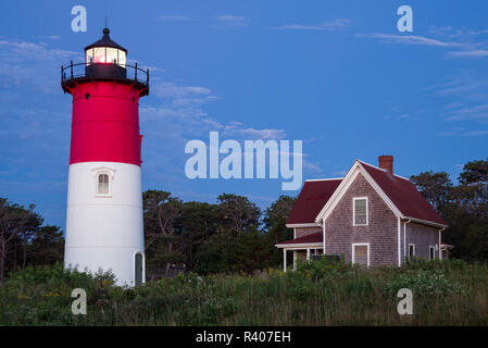 USA, Massachusetts, Cape Cod, Eastham, Nauset Lighthouse at dawn Stock Photo