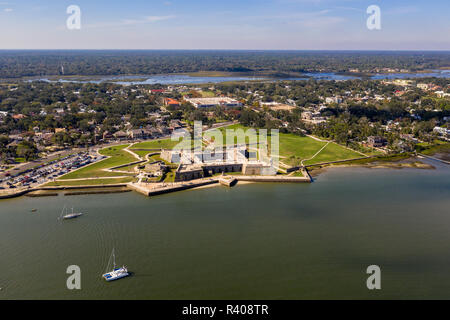 Aerial view of Castillo de San Marcos National Monument in Saint Augustine, Florida Stock Photo