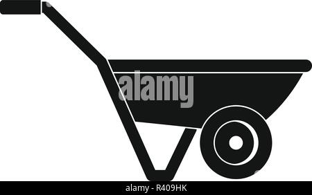 Garden wheelbarrow icon, black monochrome style Stock Vector Image ...