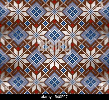 Seamless woolen knitted Scandinavian sweater pattern Stock Vector