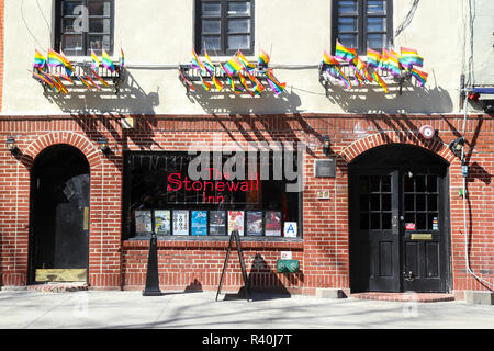 The Stonewall Inn, Greenwich Village, New York, USA. Site of the Stonewall Riots in 1969, important in the struggle for LGBT rights. Stock Photo