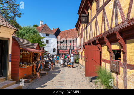 Algade street in The Old Town (Den Gamle By), an open air museum in Aarhus, Denmark Stock Photo