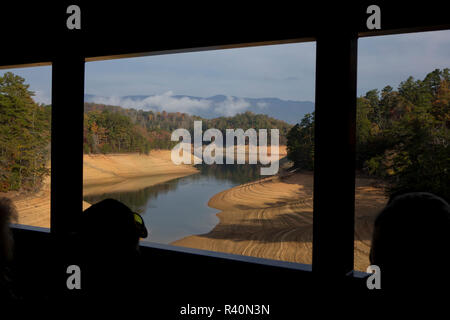 Great Smoky Mountains Railroad, Bryson City, North Carolina, view of the mountains through the window Stock Photo